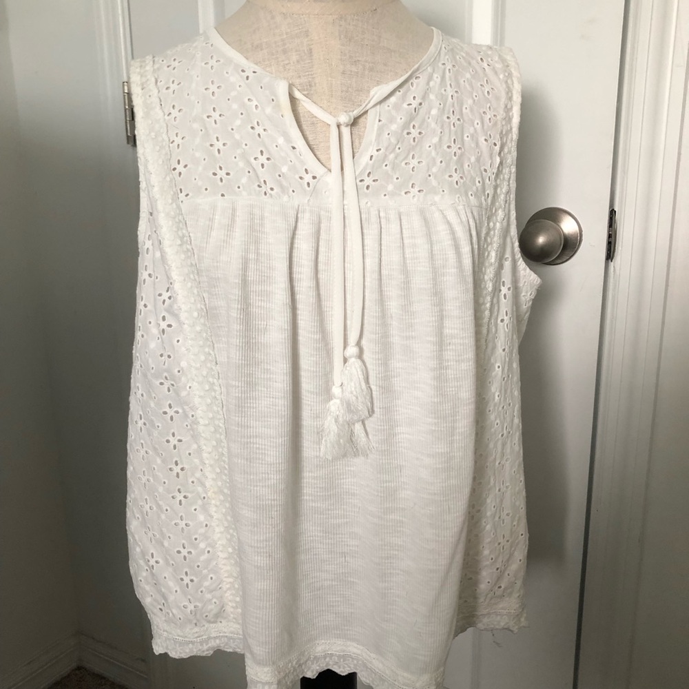Knox Rose White Eyelet Detail Boho Sleeveless Top